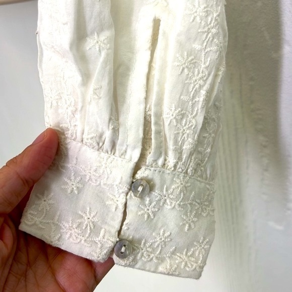 Urban Outfitters - NWT Alanis Ivory Embroidered Tie Long Sleeve Crop Size Small - Picture 7 of 14